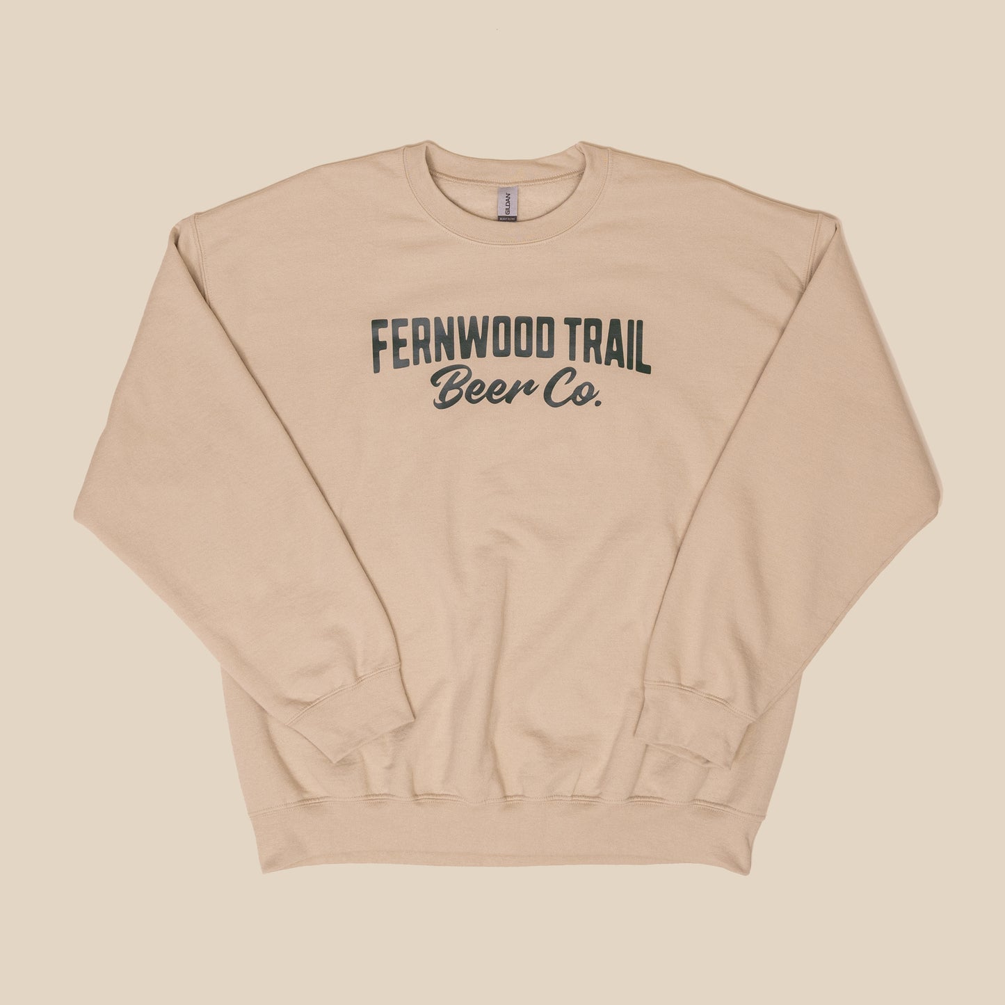 Crew Sweatshirt - Beige with Green