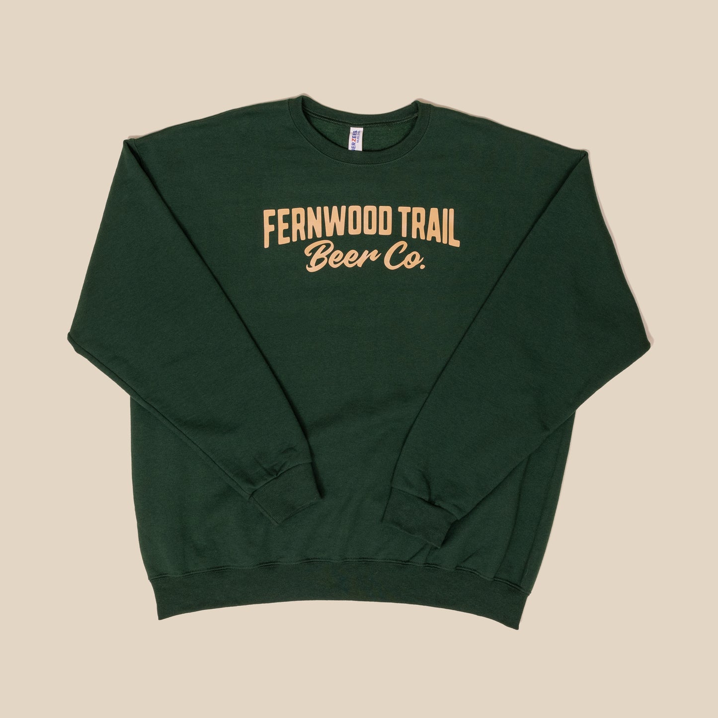 Crew Sweatshirt - Dark Green with Beige