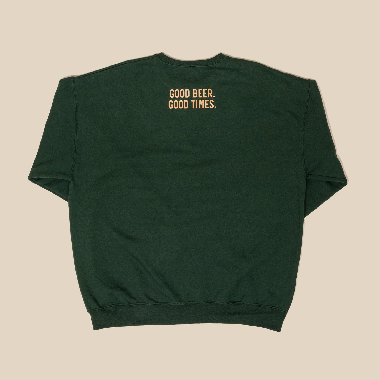 Crew Sweatshirt - Dark Green with Beige